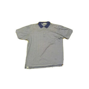 Peter Millar Polo Shirt Mens X-Large Blue White Striped Polo Golf Shirt Casual